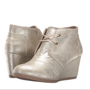 TOMS Women's Metallic Desert Wedge Booties 9
